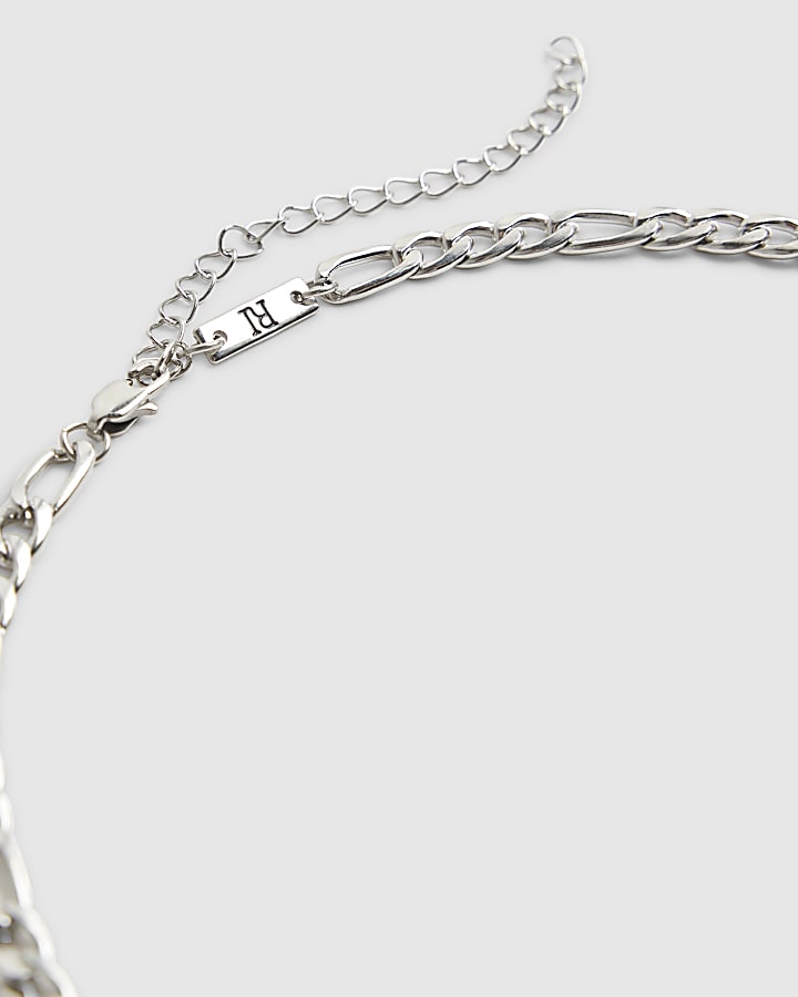 river island Silver Steel Chain Necklace