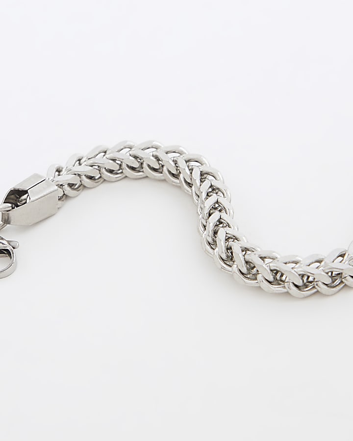 river island Silver Steel Chunky Chain Bracelet