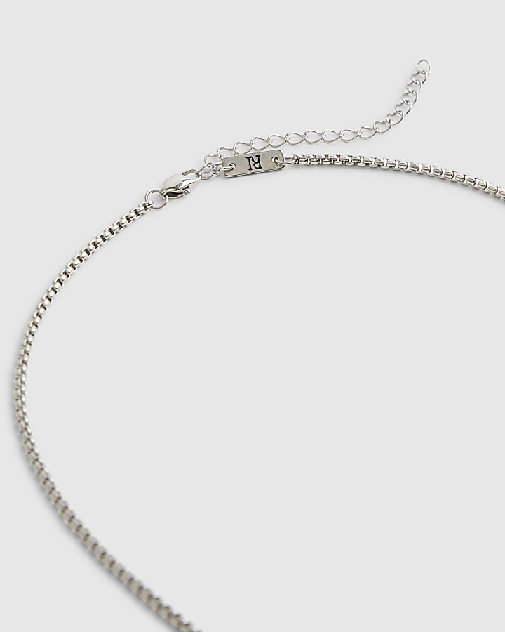 River Island Silver Steel Cross Necklace