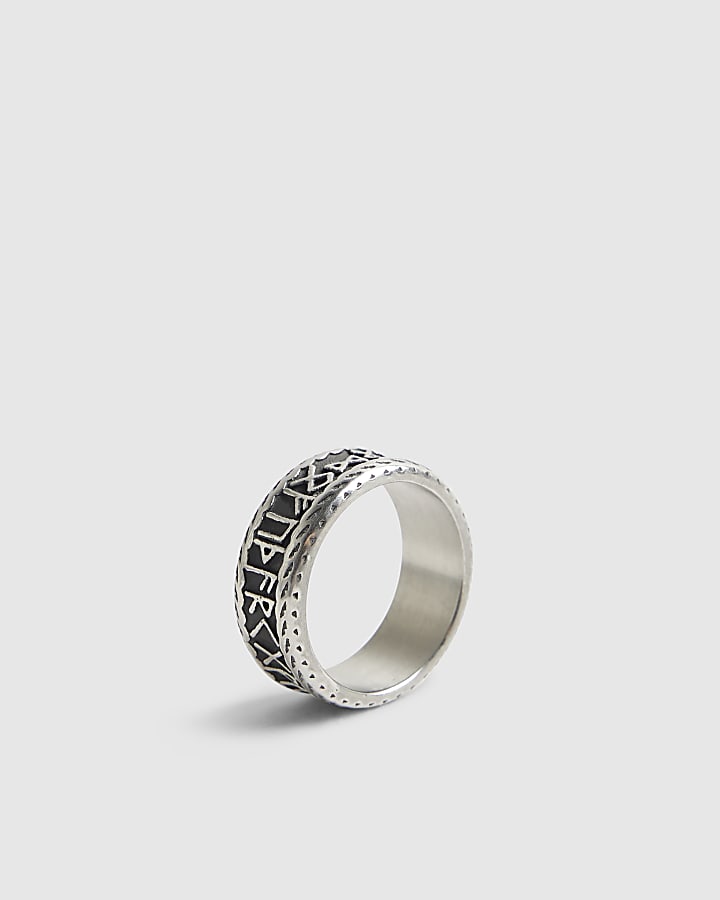 river island Silver Steel Nordic Ring