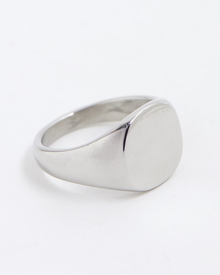 River Island Silver Steel Signet Ring