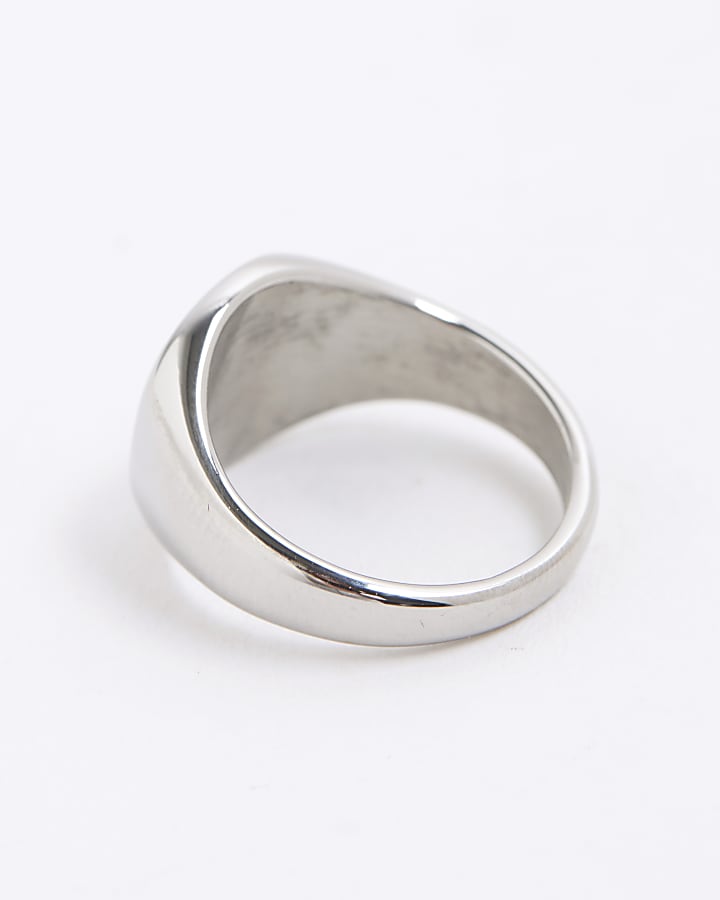 river island Silver Steel Signet Ring