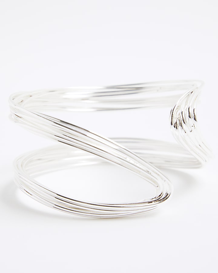 river island Silver Wire Cuff Bracelet