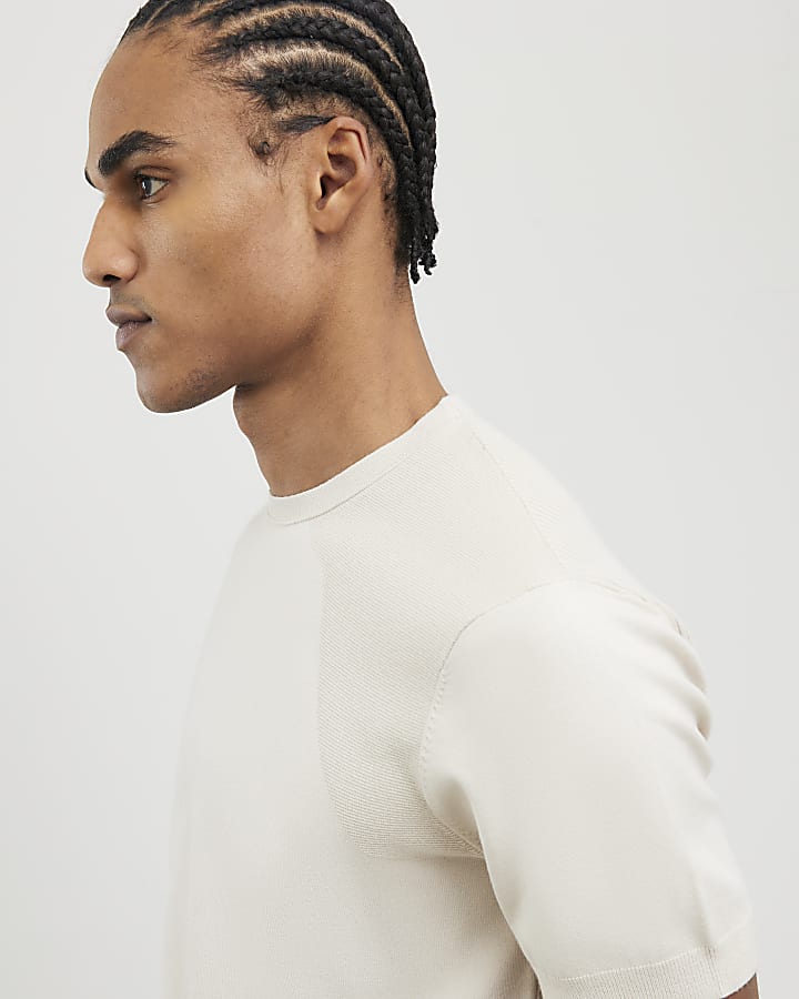 River Island Stone Slim Fit T-Shirt