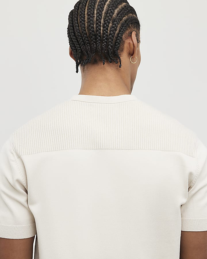 River Island Stone Slim Fit T-Shirt