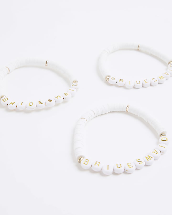 River Island White 3 Pack Bridesmaid Bracelets