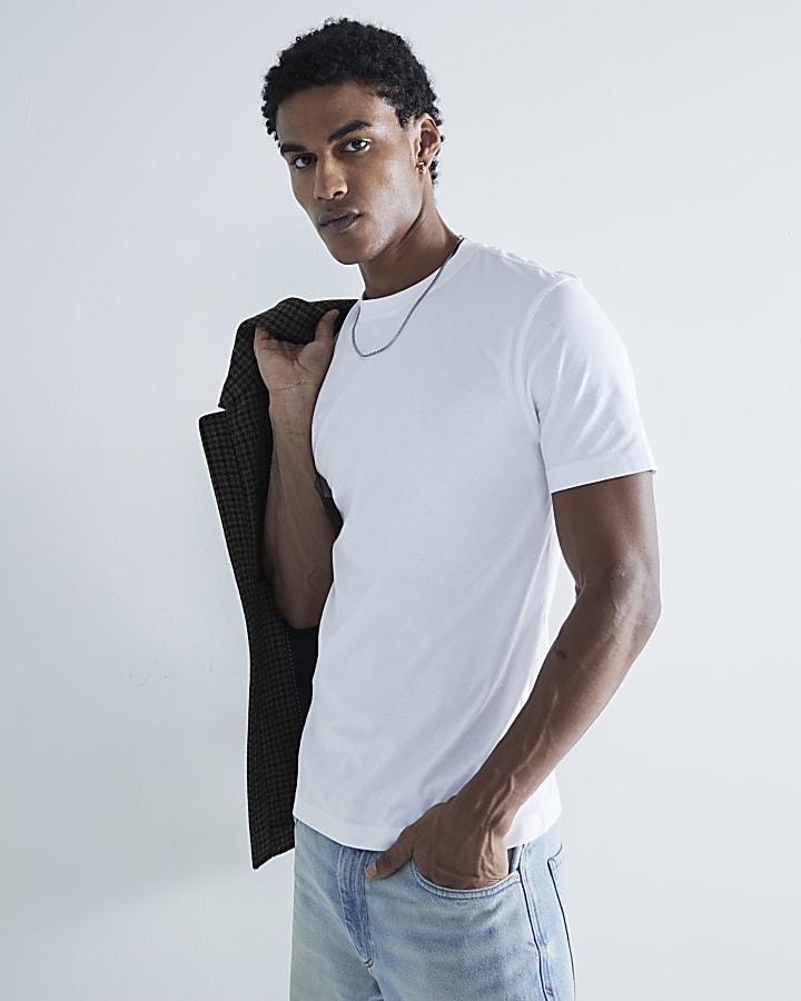 River Island White 3 Pack Slim Fit T-Shirt