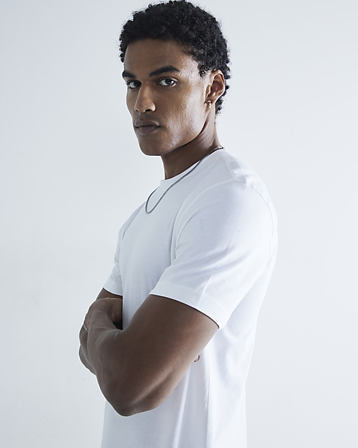 River Island White 3 Pack Slim Fit T-Shirt