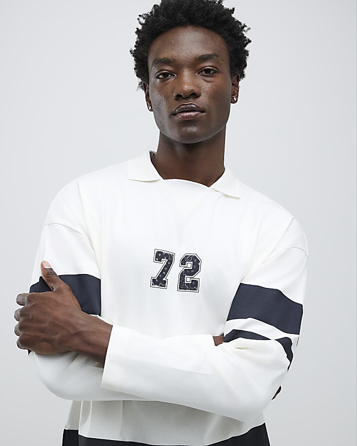 River Island White Bandana 72 Sports Polo Shirt