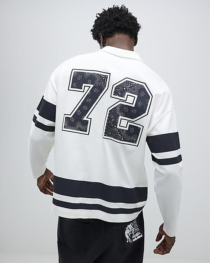 River Island White Bandana 72 Sports Polo Shirt