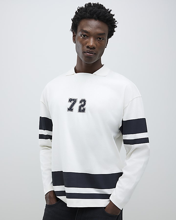 River Island White Bandana 72 Sports Polo Shirt