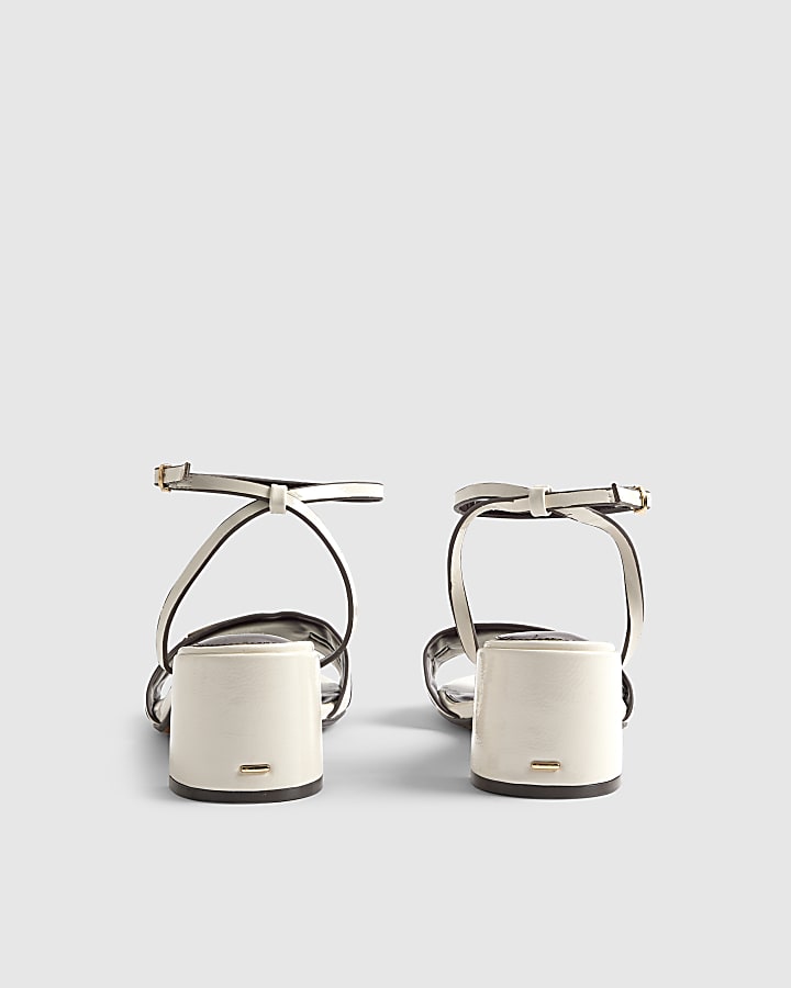 River Island White Branded Block Heel Sandals