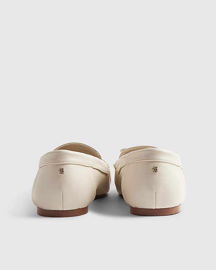 River Island White Charm Bow Loafers