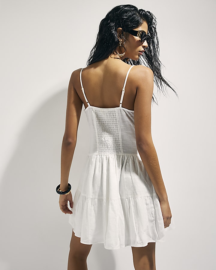 River Island White Cornelli Mini Beach Dress