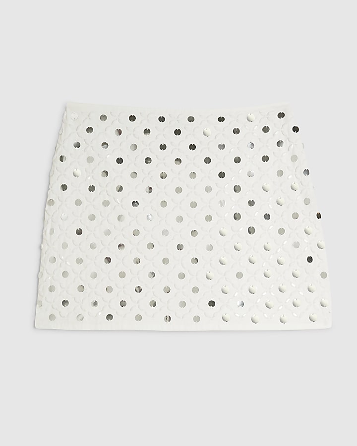 river island White Embellished Mini Beach Skirt