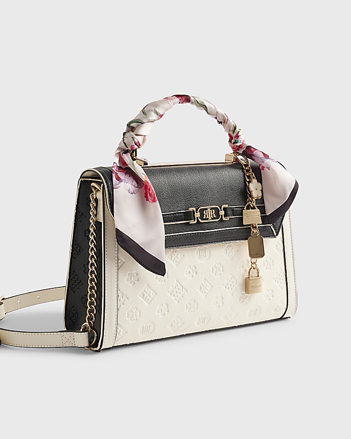 River Island White Embossed Charm Tote Bag