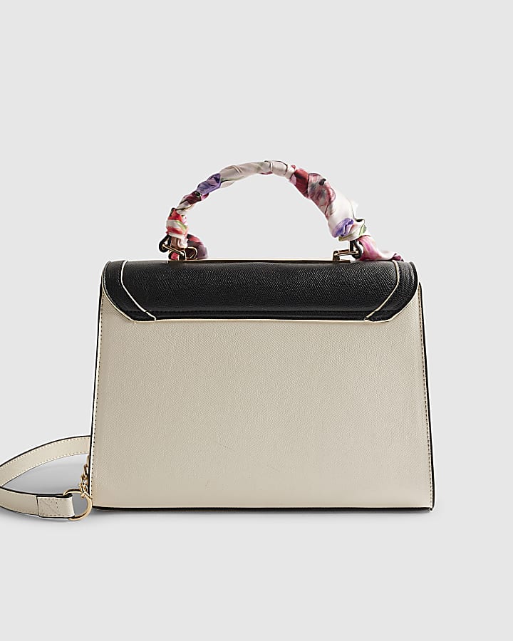 River Island White Embossed Charm Tote Bag
