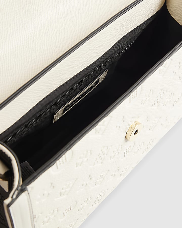 river island White Embossed Charm Tote Bag