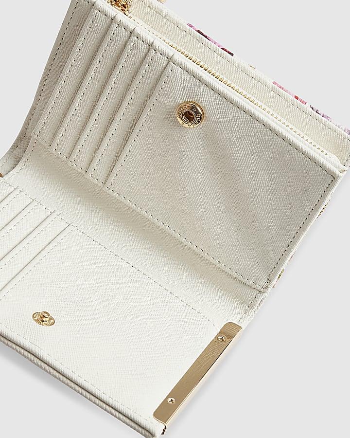 river island White Floral Print Foldout Purse