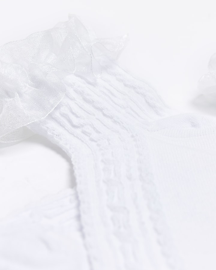 river island White frill ankle socks