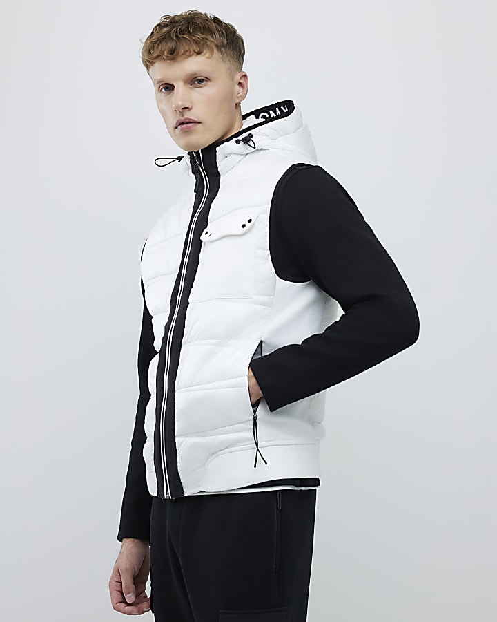 River Island White Hybrid Hooded Gilet