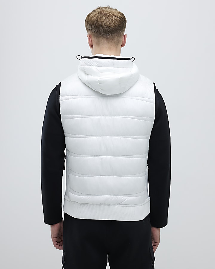 River Island White Hybrid Hooded Gilet