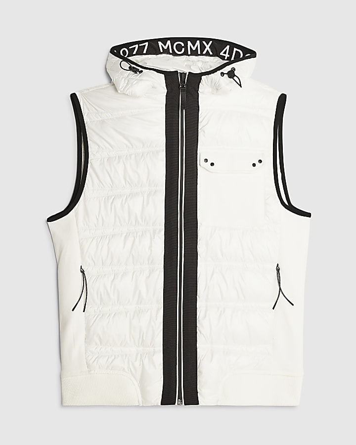 river island White Hybrid Hooded Gilet