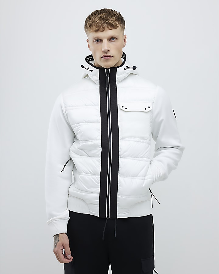 River Island White Hybrid Hooded Jacket