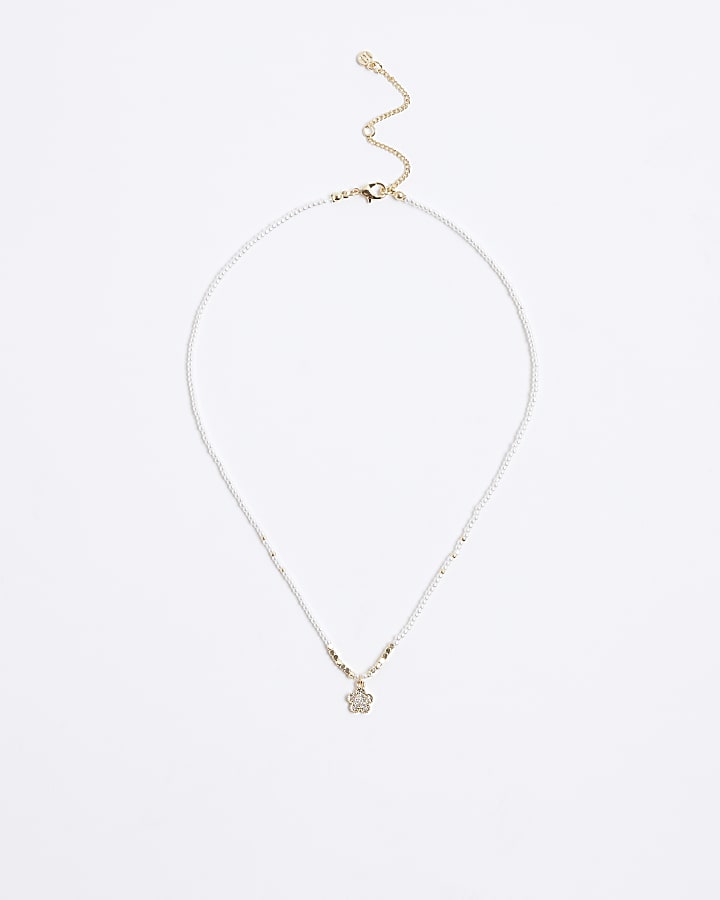 River Island White June Birthstone Beaded Necklace