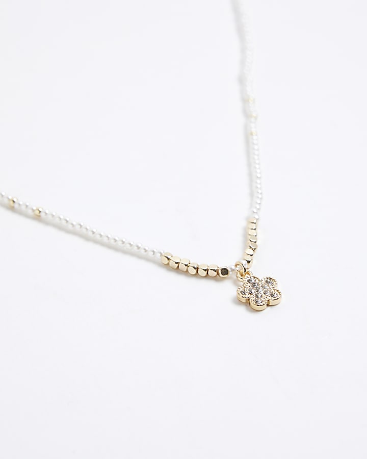 River Island White June Birthstone Beaded Necklace