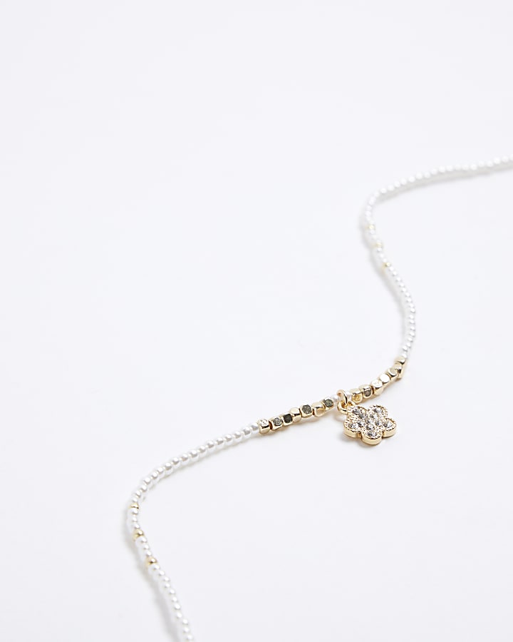 river island White June Birthstone Beaded Necklace
