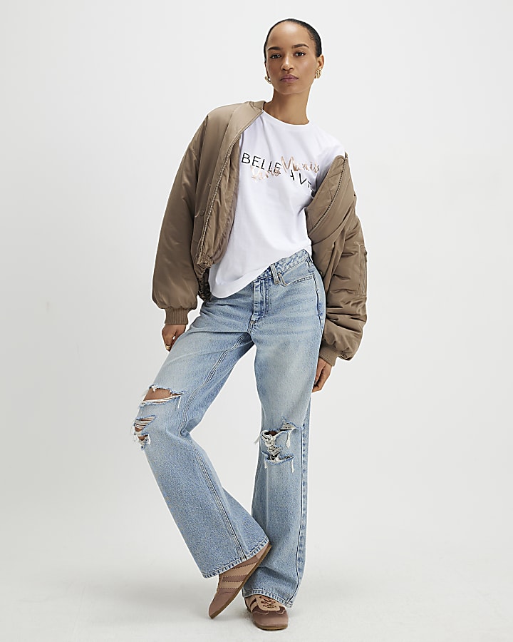 River Island White La Belle Vie T-Shirt