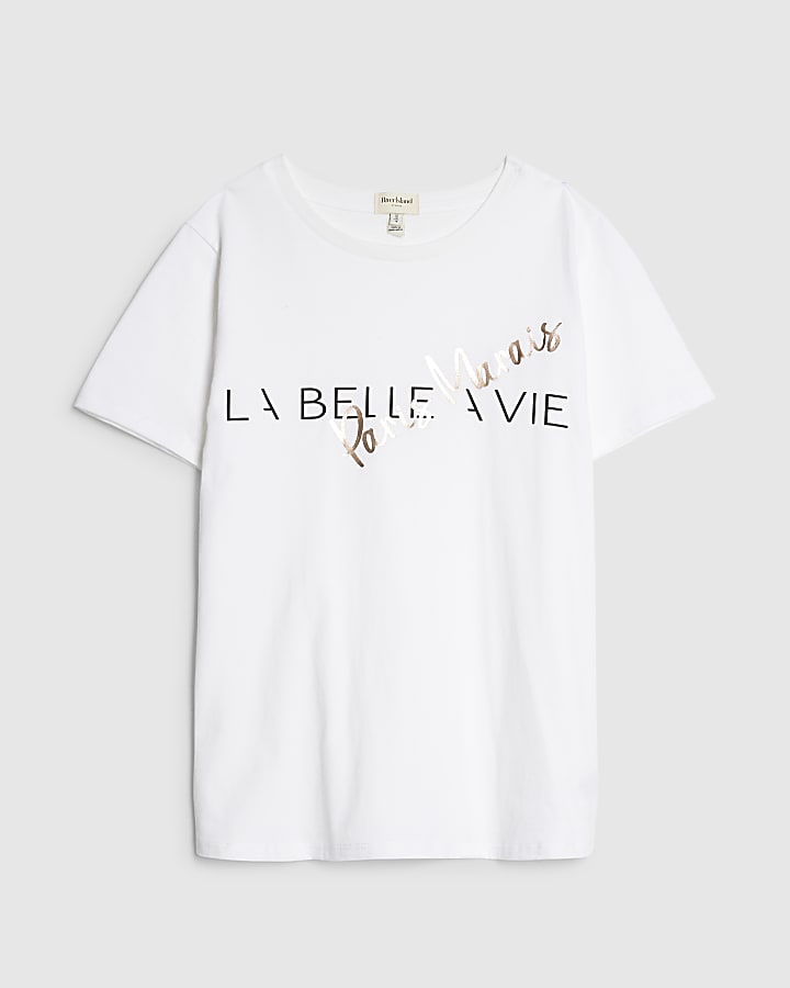 river island White La Belle Vie T-Shirt
