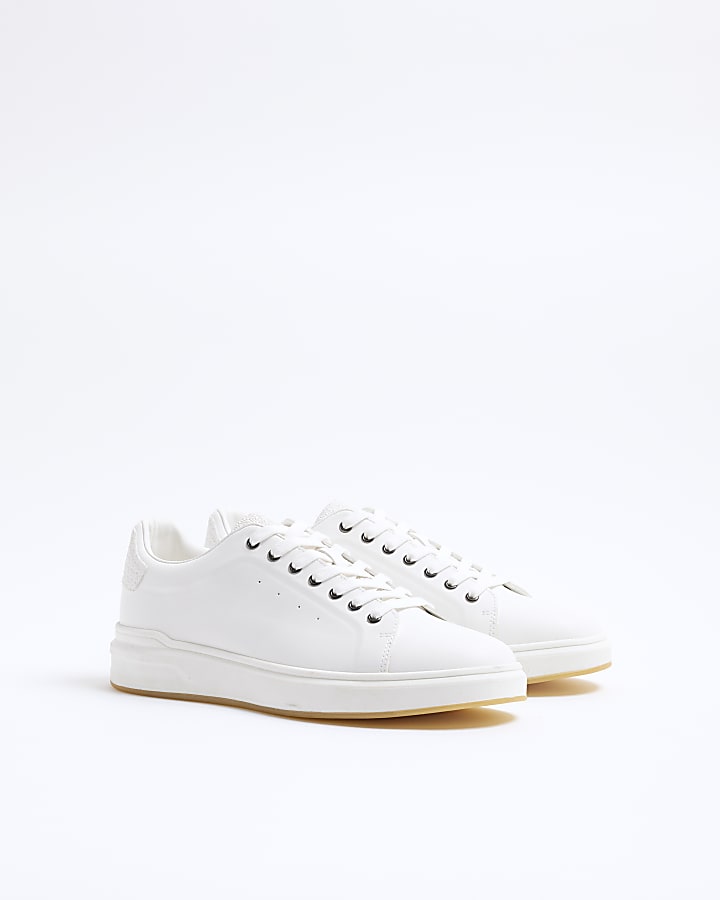 River Island White Lace Up Trainers