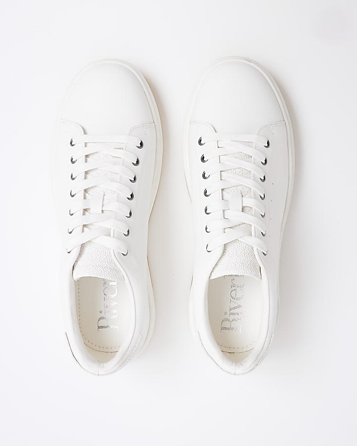 River Island White Lace Up Trainers