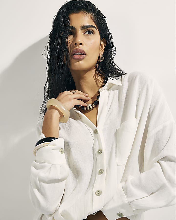 River Island White Linen Blend Shirt