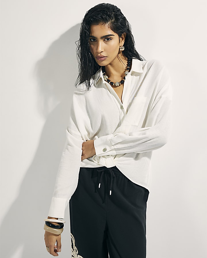 River Island White Linen Blend Shirt