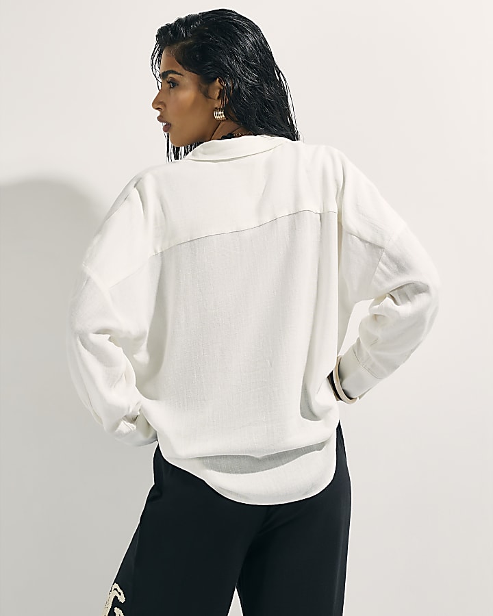 River Island White Linen Blend Shirt