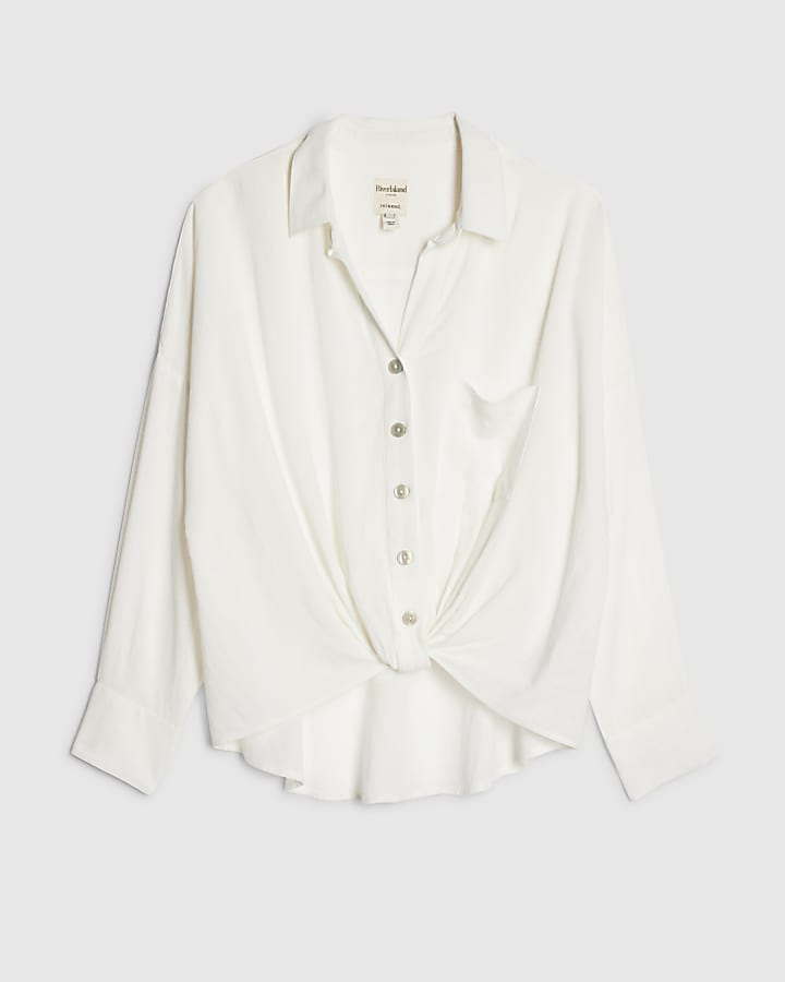 river island White Linen Blend Shirt