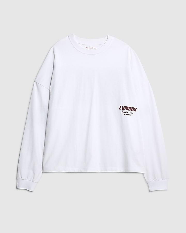 river island White Long Sleeve Luminis T-Shirt