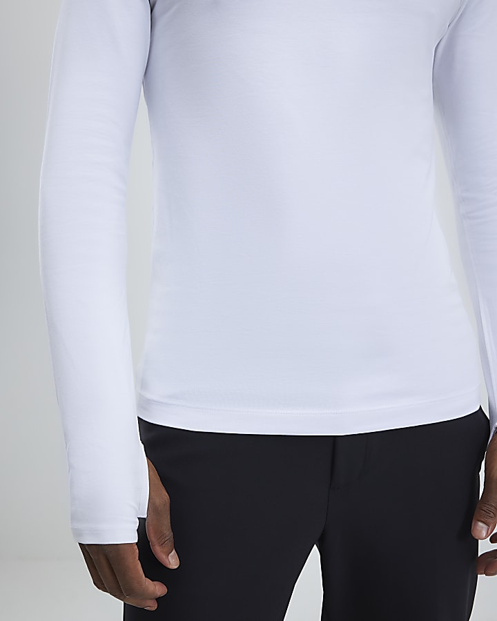 River Island White Long Sleeve Muscle Fit T-Shirt