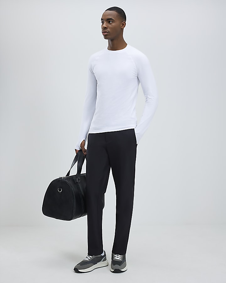 River Island White Long Sleeve Muscle Fit T-Shirt