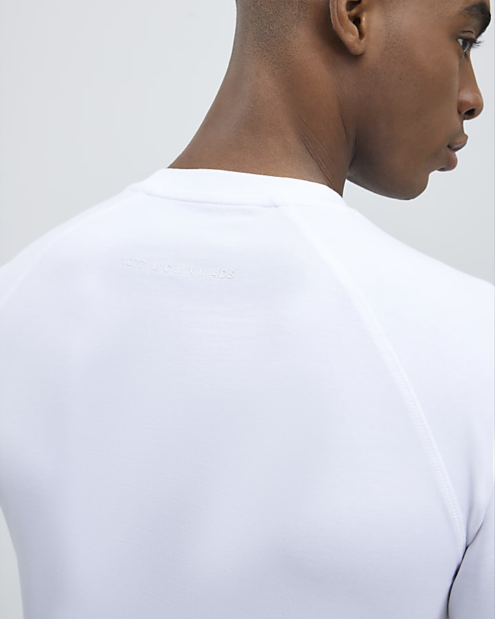 River Island White Long Sleeve Muscle Fit T-Shirt