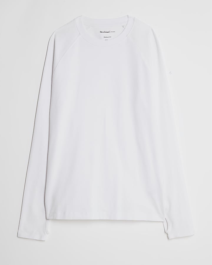 river island White Long Sleeve Muscle Fit T-Shirt