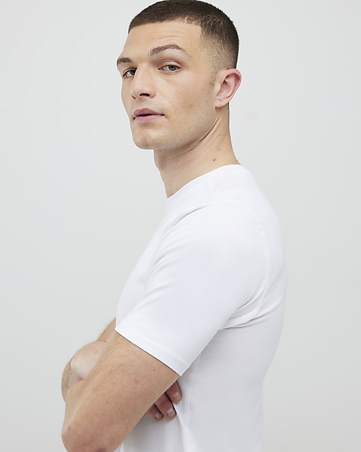 River Island White Muscle Fit Muscle T-Shirt