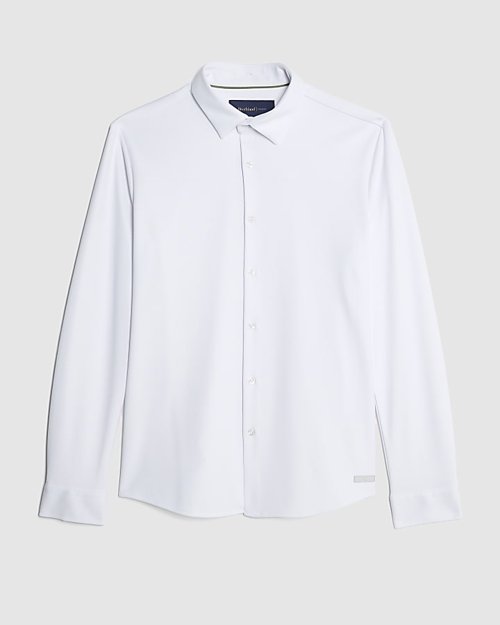 river island White Muscle Fit Pique Shirt