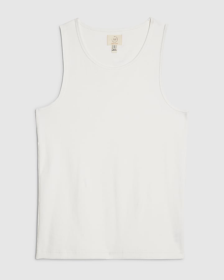 river island White Muscle Fit Ribbed Vest
