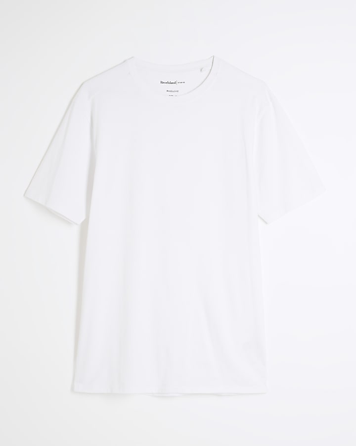 river island White Muscle Fit Short Sleeve T-Shirt