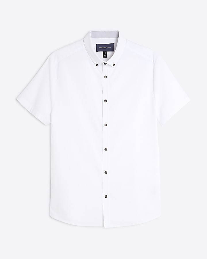river island White Muscle Fit Textured Shirt