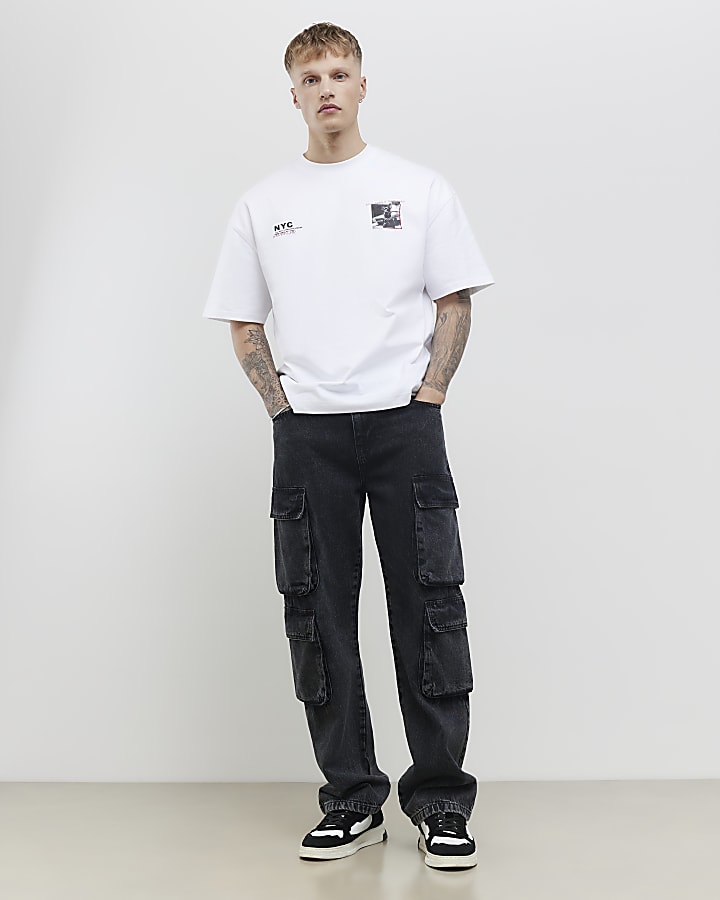 River Island White Oversized Fit Photo Dog T-Shirt